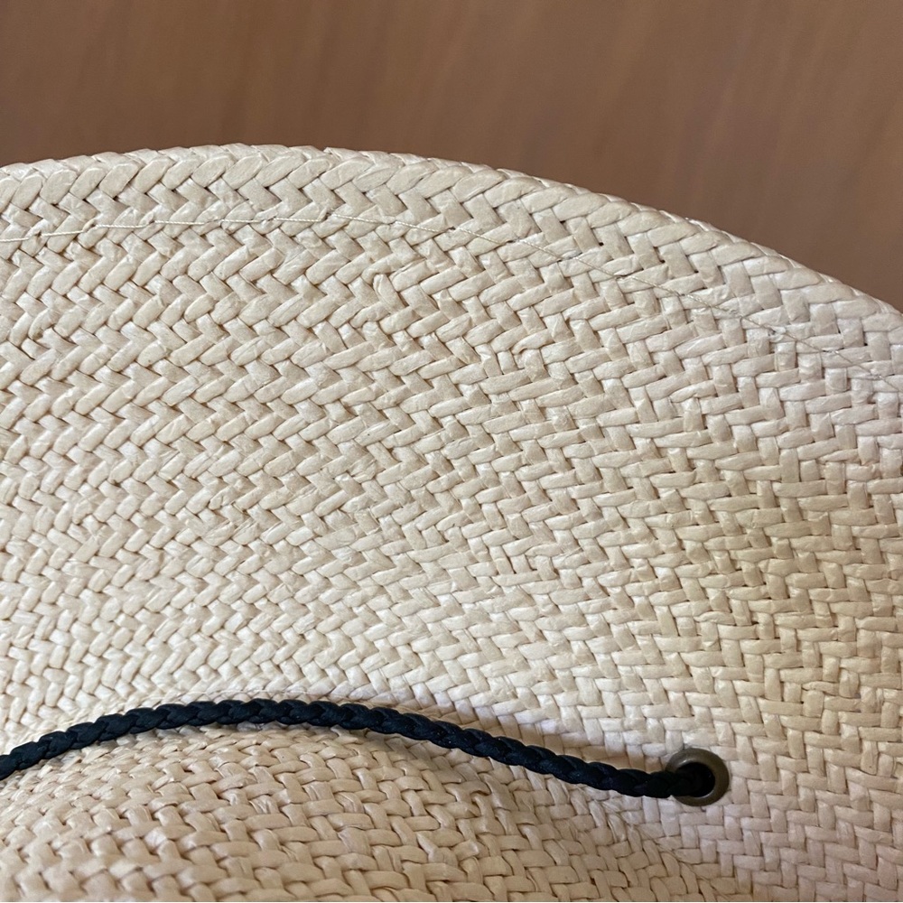 reformation raffia straw gaucho tie hat cream black - Picture 6 of 7